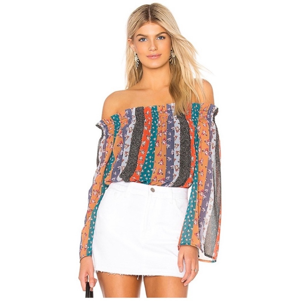 Beach Riot Rose Floral Off the Shoulder Blouse XS